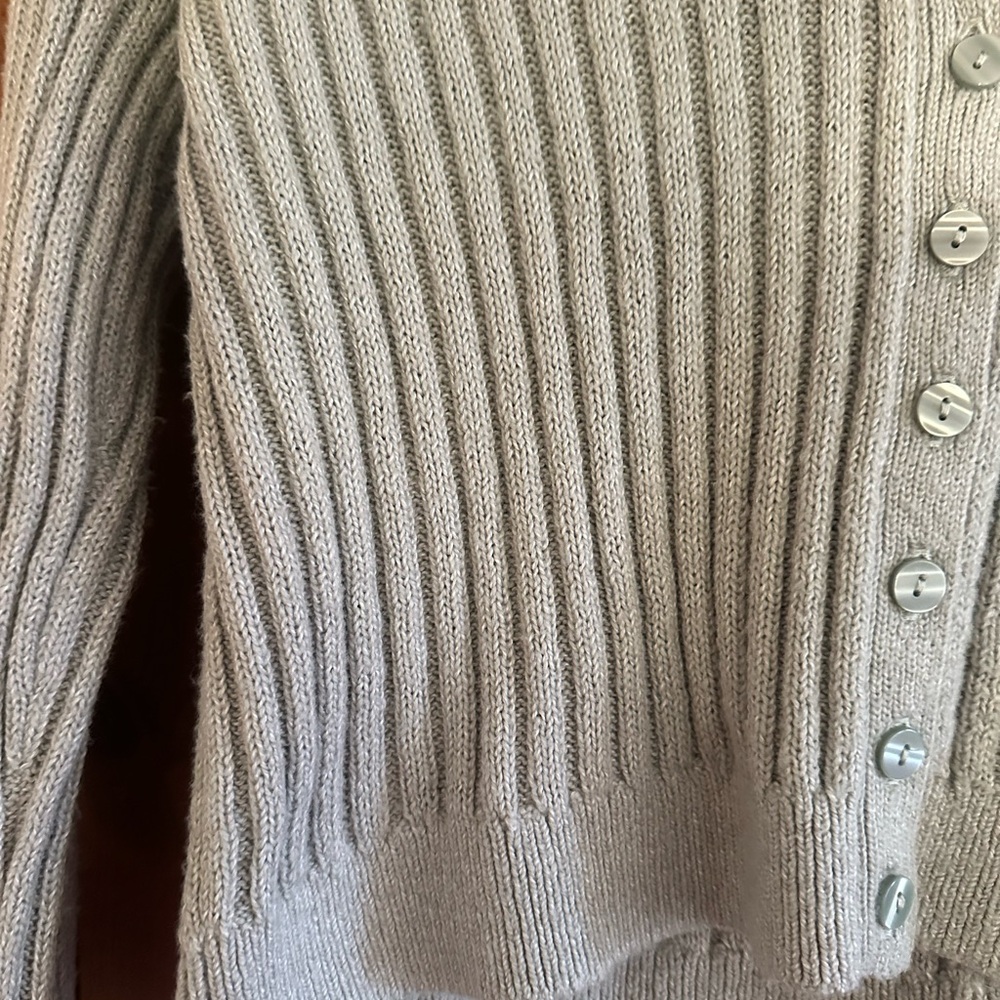 Abercrombie & Fitch Mint Green Cropped Ribbed Cardigan SZ M - Picture 3 of 7